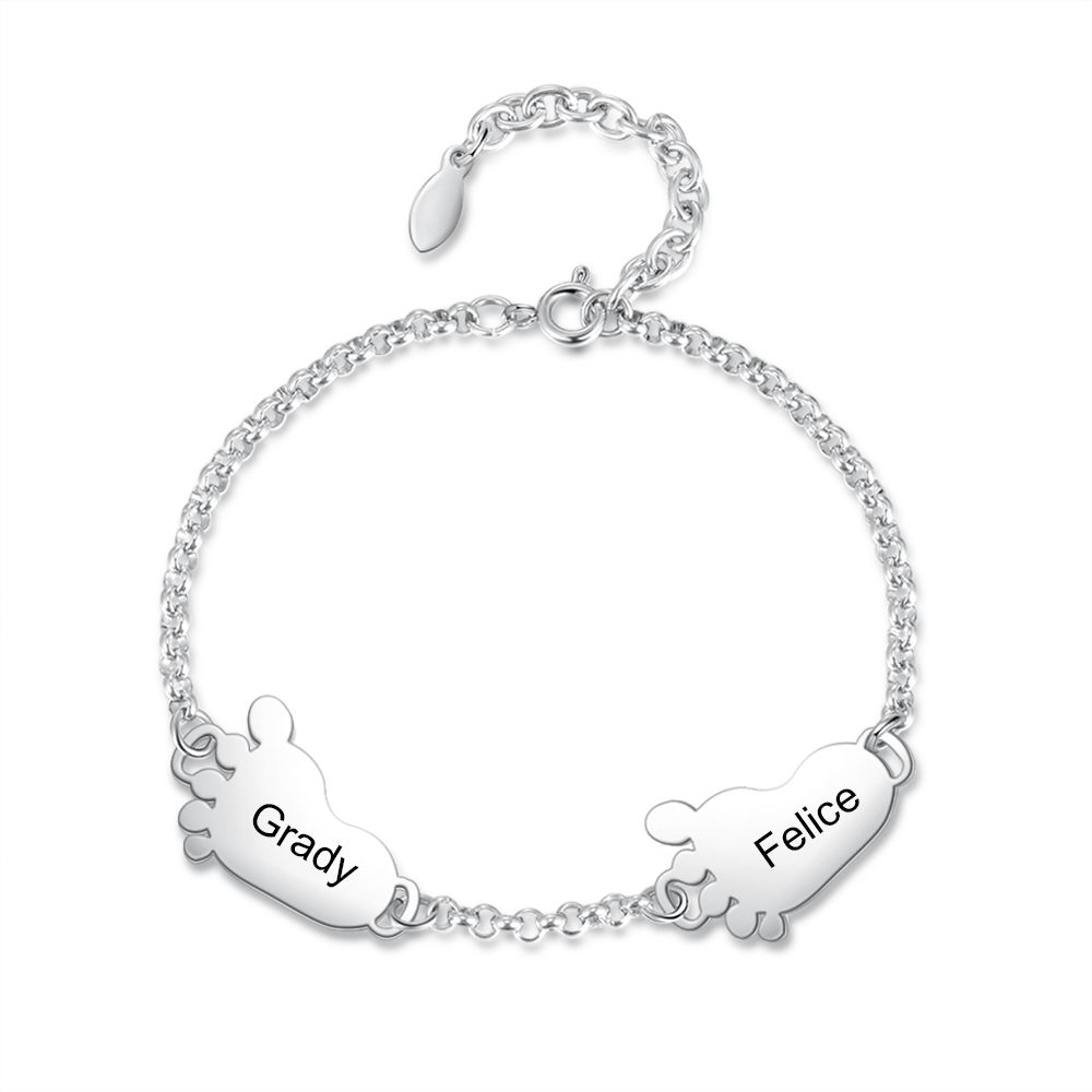 Custom Engraved Baby Foot Bracelet | PErsonalised Up To 4 Baby Feets Bracelet