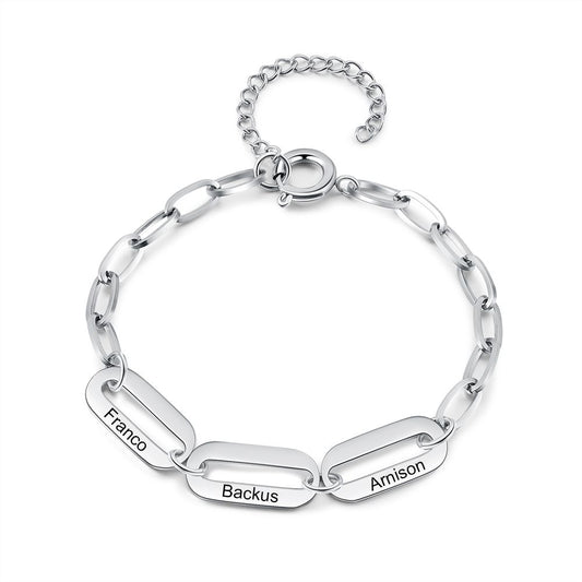Personalised Bracelet For Women | Custom Engraved 3 Names Bracelet For Her
