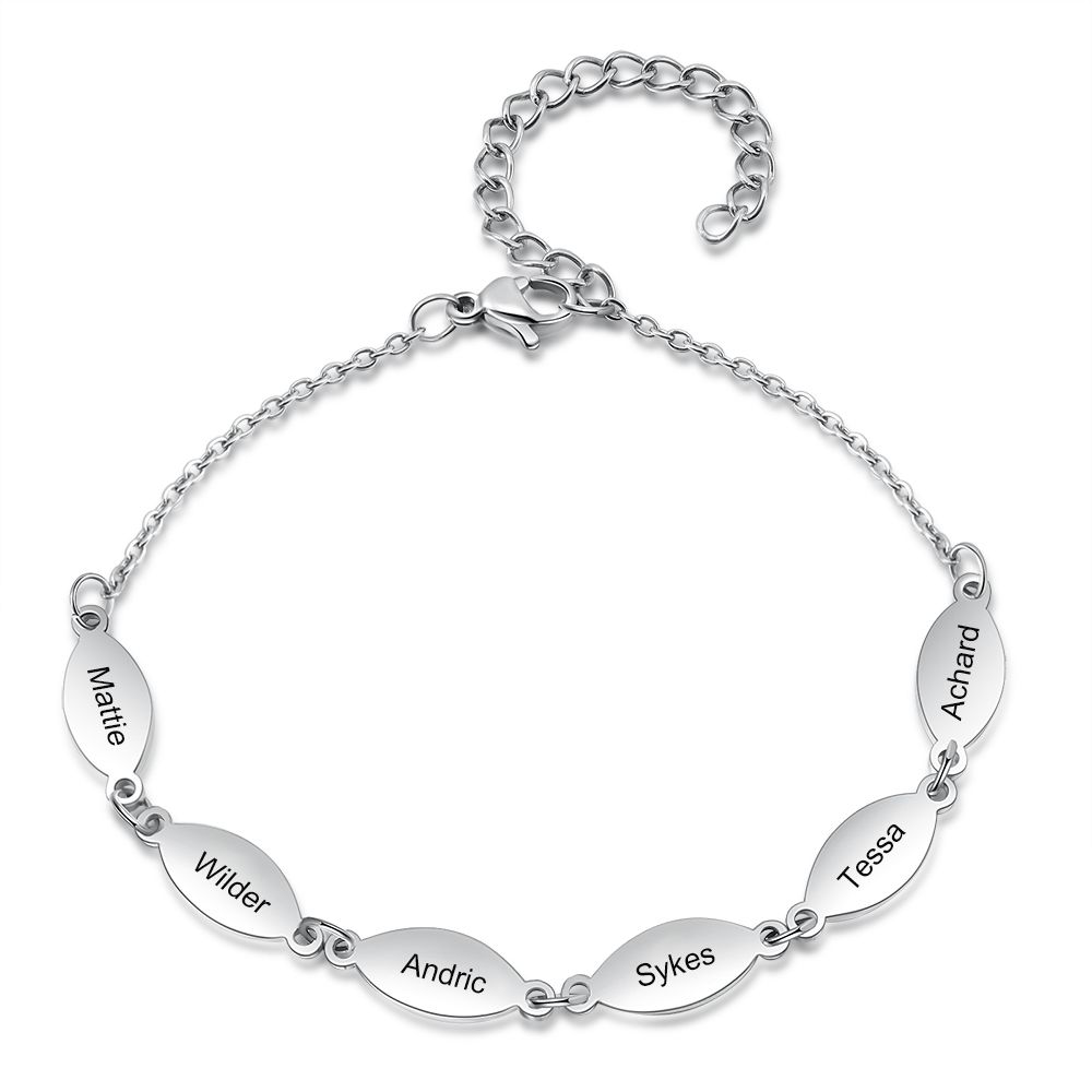 Custom Engraved Up To 5 Names Bracelet | Bespoke Name Bracelet For Women