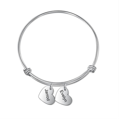 Customised Bracelet For Women | Bespoke Engraved Up To 5 Heart Charms Bracelet For Ladies