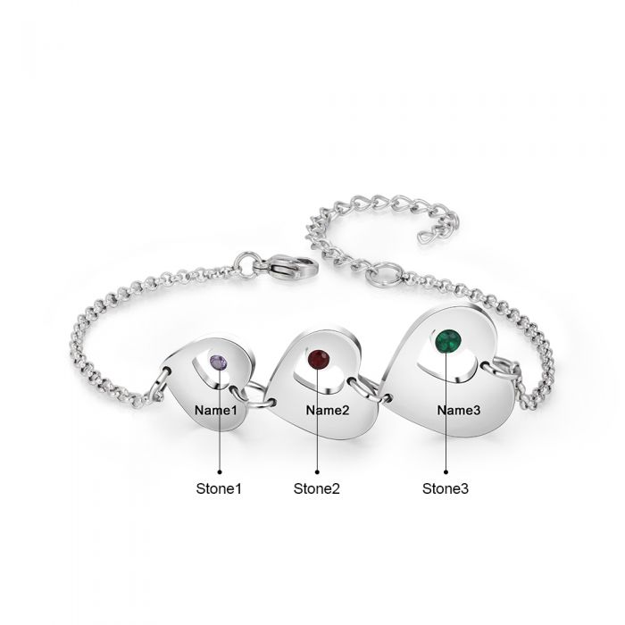Personalised Mum Bracelet | Customised Names Bracelet With Birthstones | Bespoke Bracelet For Mother