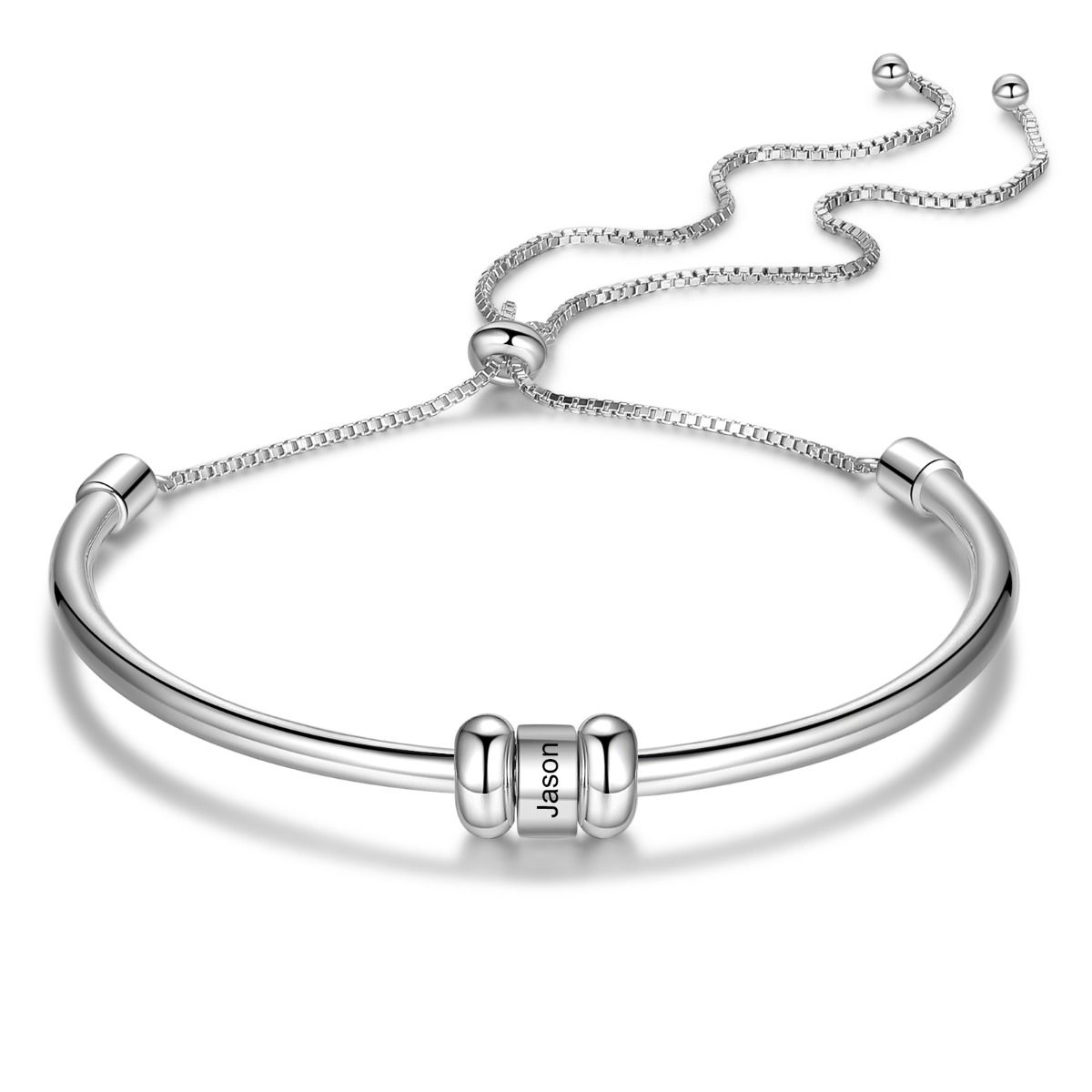 Bespoke Engraved Beads Bracelet For Women | Personalised Engraved Name Bracelet