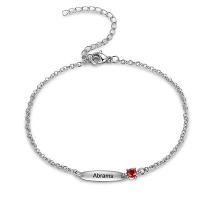 Personalised Bracelet For Her | Custom Engraved Up To 6 Names Bracelet With Birthstones