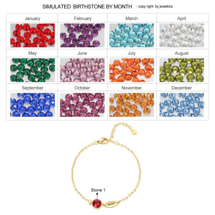 Personalised Bracelet For Her Up To 6 Engraved Names And Birthstones | Bespoke Bracelet For Woman