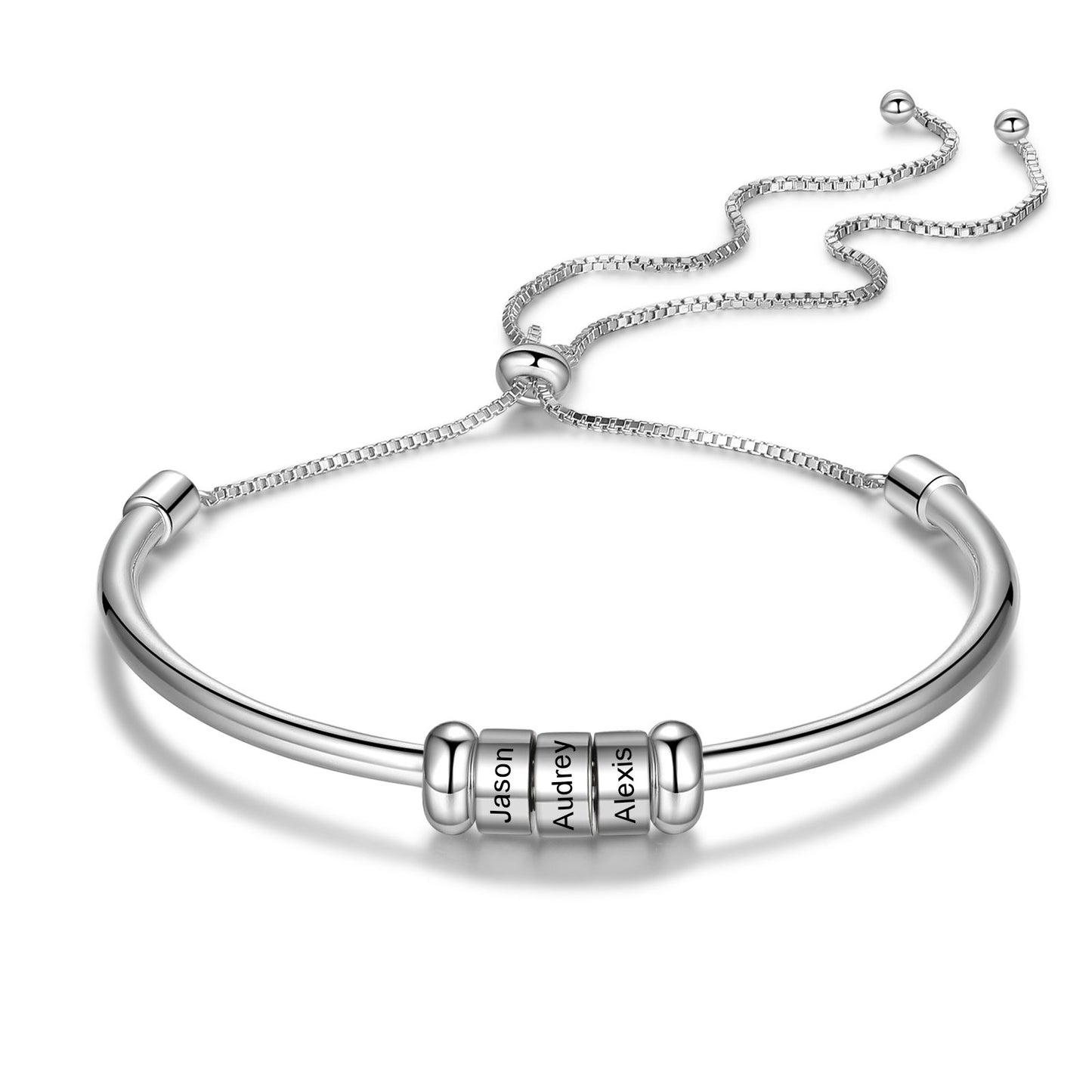 Bespoke Engraved Beads Bracelet For Women | Personalised Engraved Name Bracelet