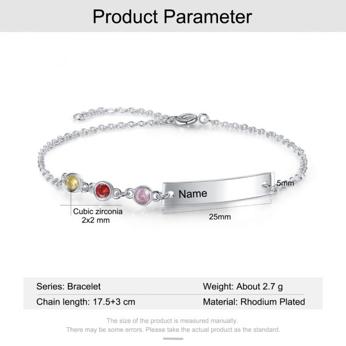Personalised Bracelet For Her With Engraved Nameplate And Birthstones | Customised Bracelet For Her