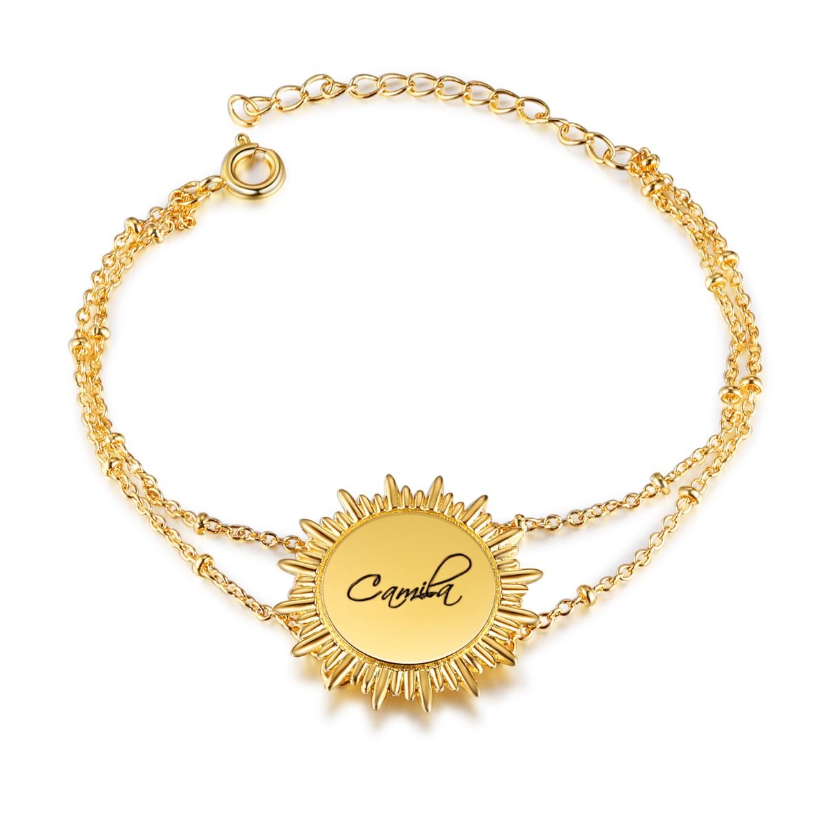 Personalised Engraved Sun Bracelet | Customised Engraved Name Bracelet For Women