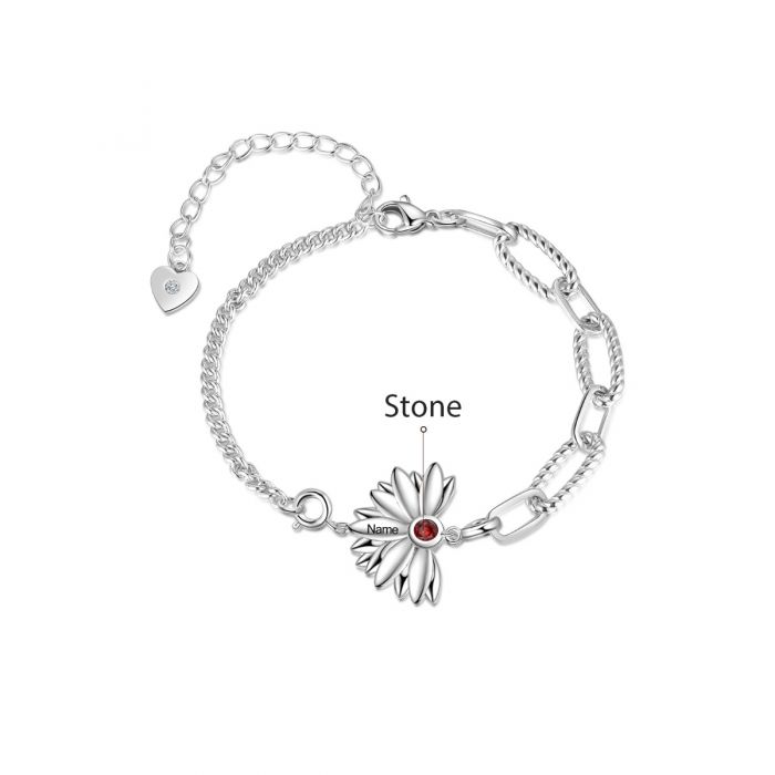 Personalised Bracelet For Her With Up To 6 Names Engraved And Birthstone | Customised Bracelet For Mum