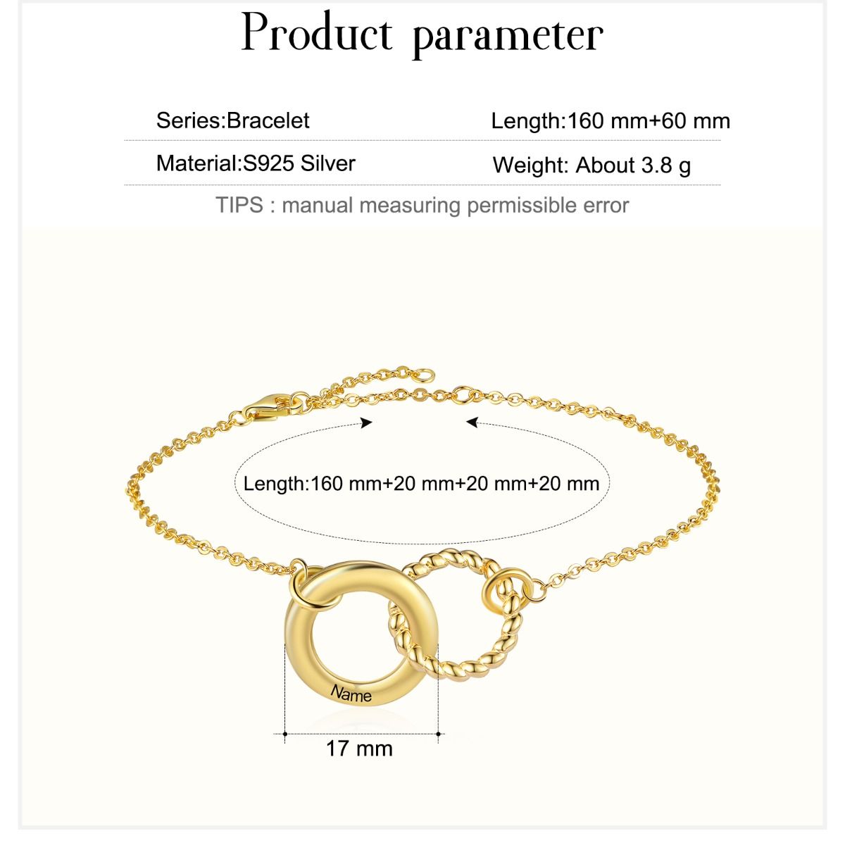 Perconalised Engraved Name Circle Bracelet | Customised Engraved Ring Bracelet For Her