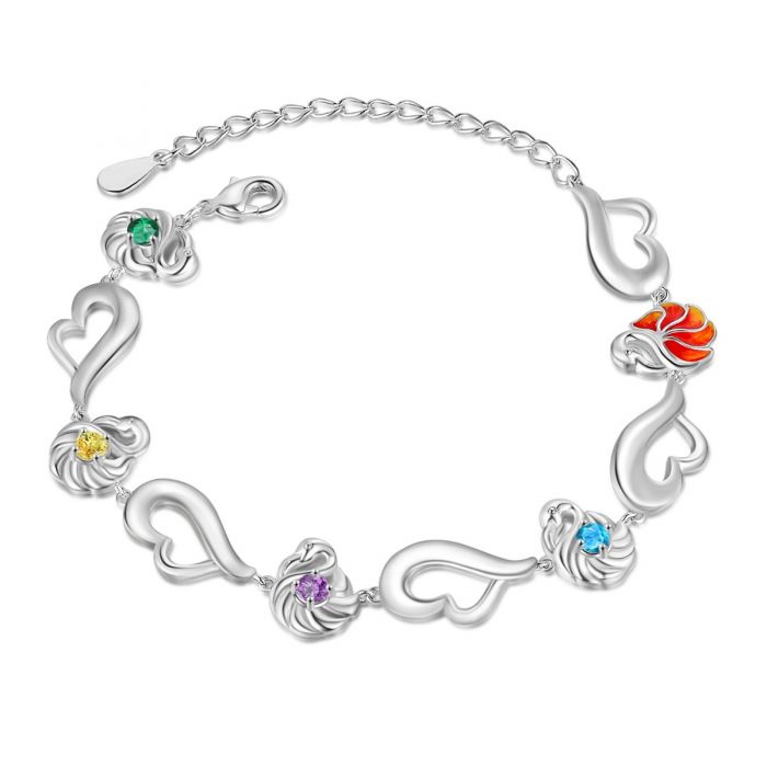 Customised Flamingo Bracelet With Birthstones And Names Engraved | Customised Bracelet For Her