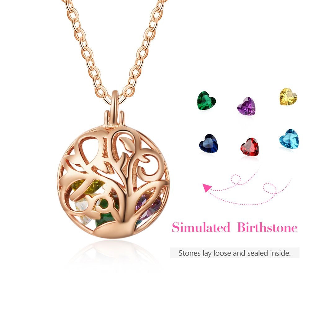 Bespoke Necklace "CAGE OF HEARTS" Personalised Silver Rose Gold Plated Round Shape Cage Birthstone necklace | Personalised Birthstone Necklace