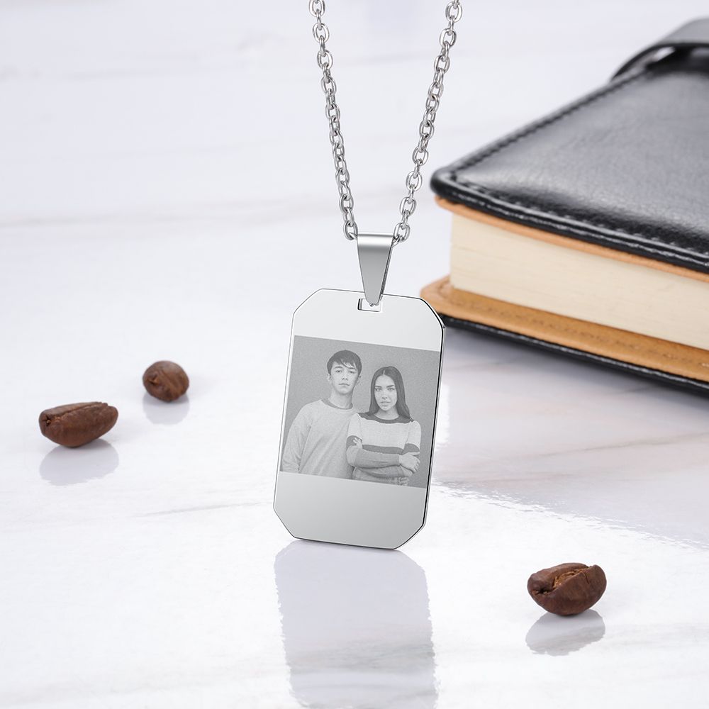 Personalised Engraved Photo Necklace | Bespoke Photo Necklace With Engraving