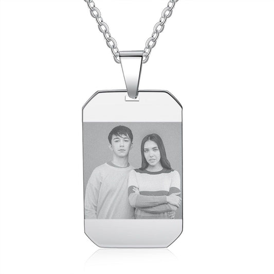 Personalised Engraved Photo Necklace | Bespoke Photo Necklace With Engraving