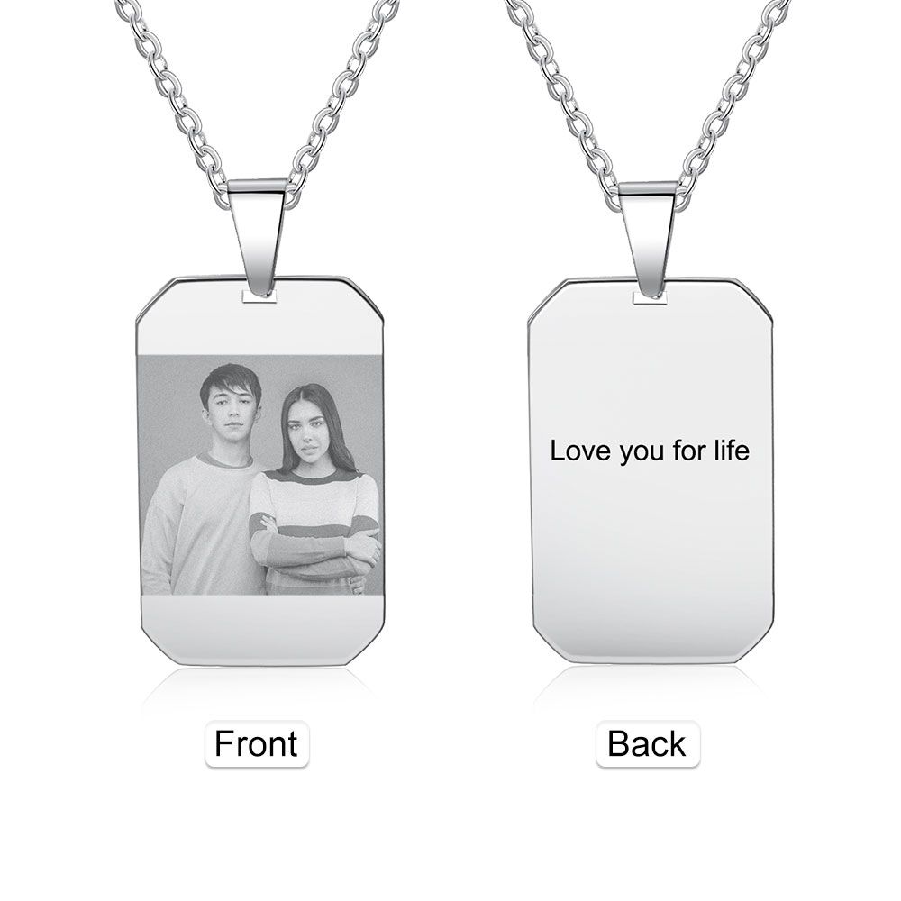 Personalised Engraved Photo Necklace | Bespoke Photo Necklace With Engraving