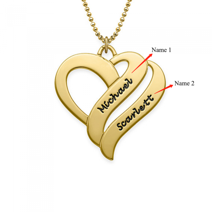 Bespoke Necklace | Personalised Silver Gold Plated Two Hearts Forever One Necklace