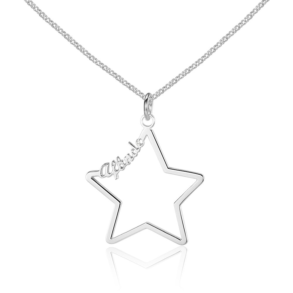 Personalised Pentagram Name Necklace | Bespoke Star Name Necklace