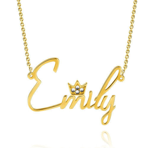 Bespoke Name Necklace With Crown | Personalised Crown Name Necklace