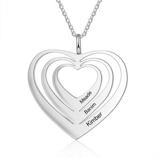 Personalised Hearts Name Necklace | Bespoke Engraved Heart Name Necklace