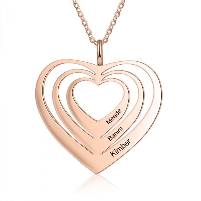 Personalised Hearts Name Necklace | Bespoke Engraved Heart Name Necklace