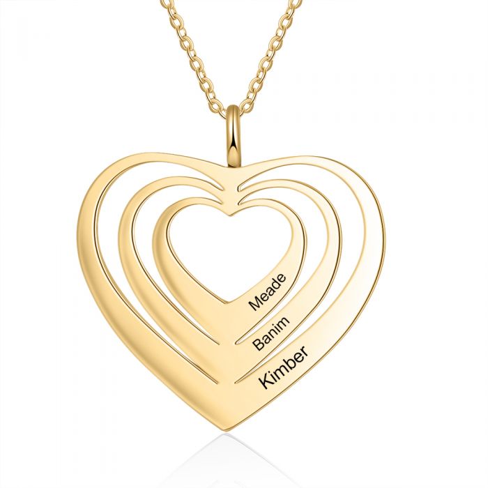 Personalised Hearts Name Necklace | Bespoke Engraved Heart Name Necklace