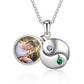 Personalised Yin Yang Photo Necklace With Birthsotnes And Engraved Names | Customised Yin Yang Necklace With Photo