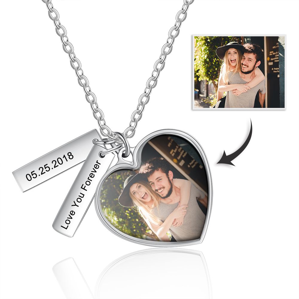 Personalised Photo Necklace With Custom Engraved Plates | Bespoke Gift Of For Her