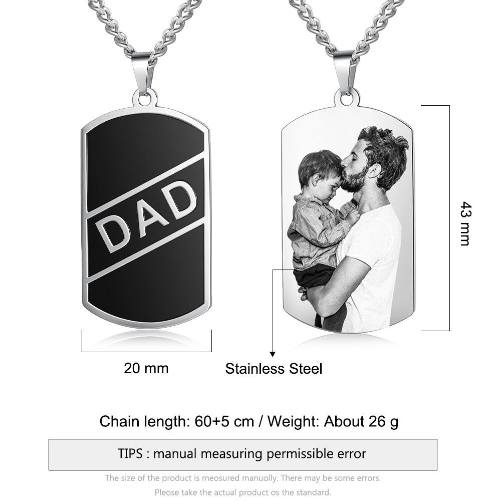 Personalised Dog Tag Photo Necklace For Dad | Bespoke Gift For Dad | Father's Day Gift Idea