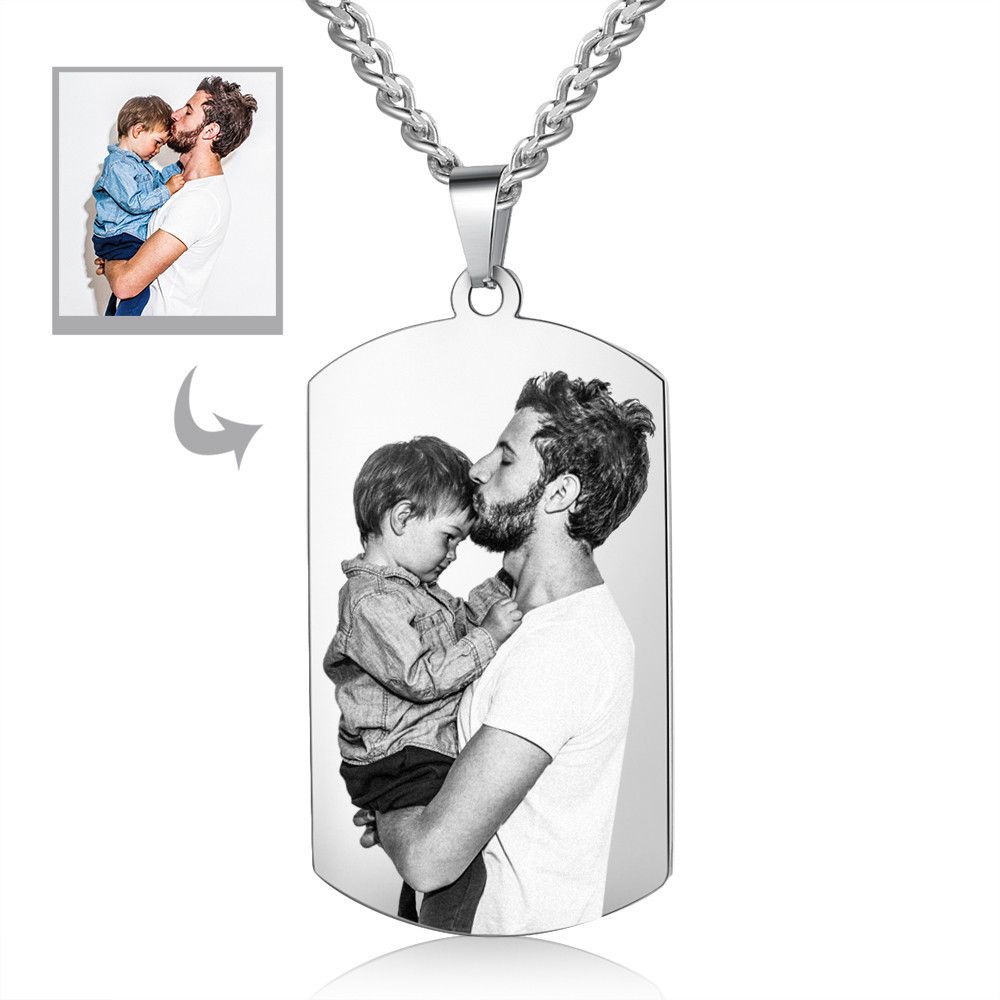 Personalised Dog Tag Photo Necklace For Dad | Bespoke Gift For Dad | Father's Day Gift Idea