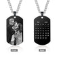 Personalised Black Dog Tag Necklace For Men With Calendar | Customised Photo Necklaces For Men
