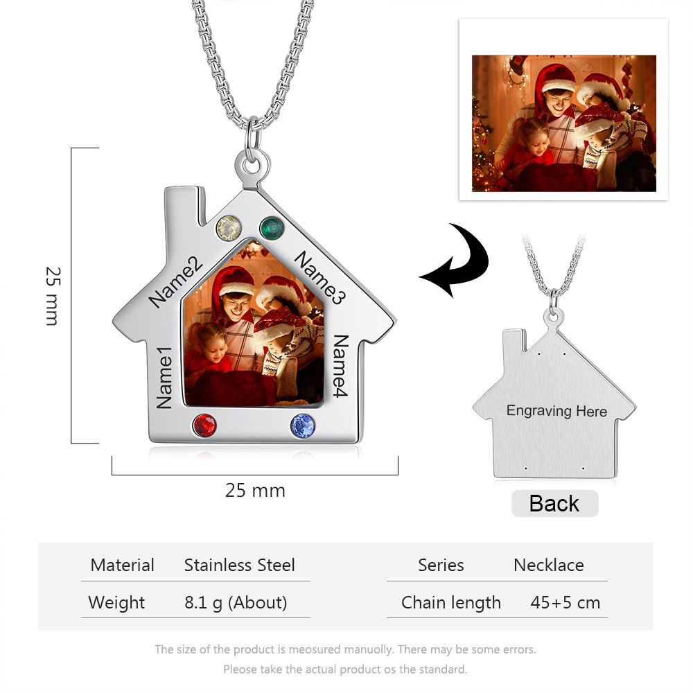 Personalised Christmas House Photo Necklace | Bespoke Chritmas Gift