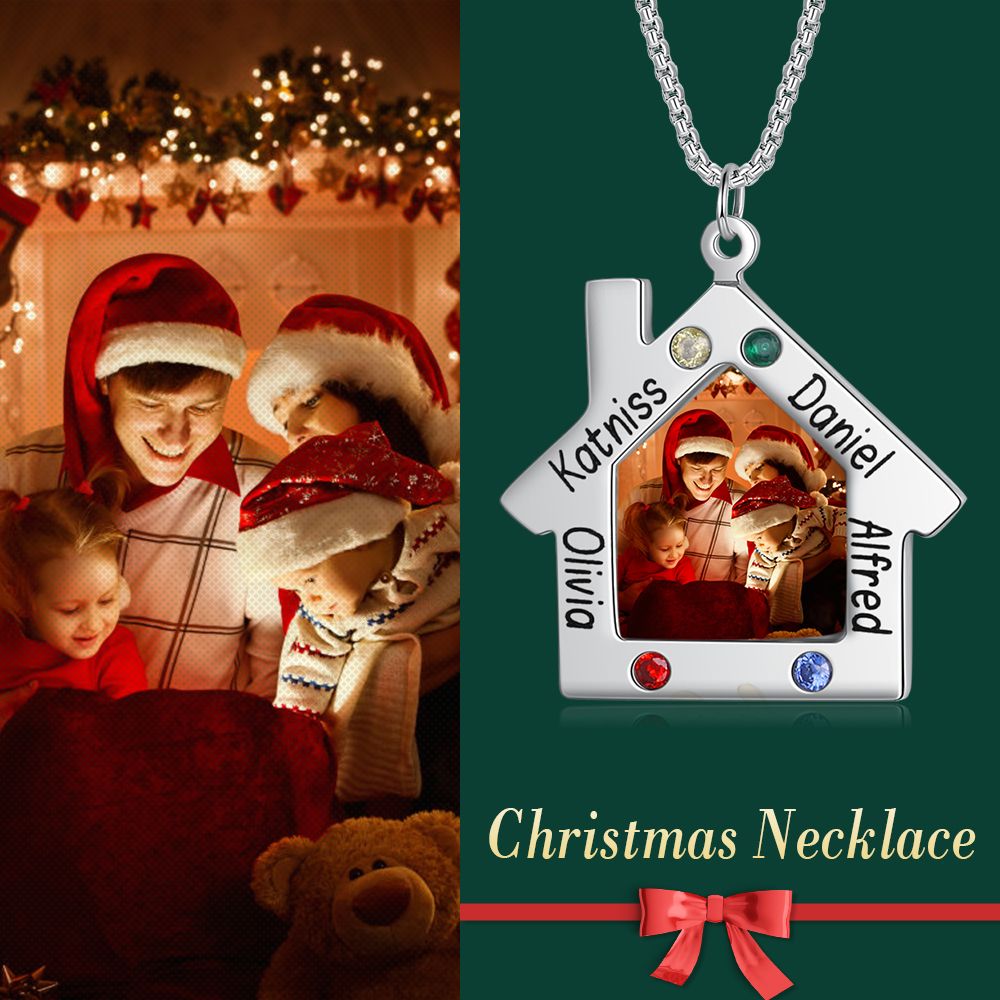 Personalised Christmas House Photo Necklace | Bespoke Chritmas Gift