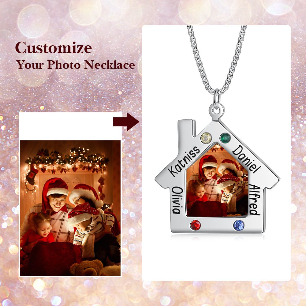 Personalised Christmas House Photo Necklace | Bespoke Chritmas Gift