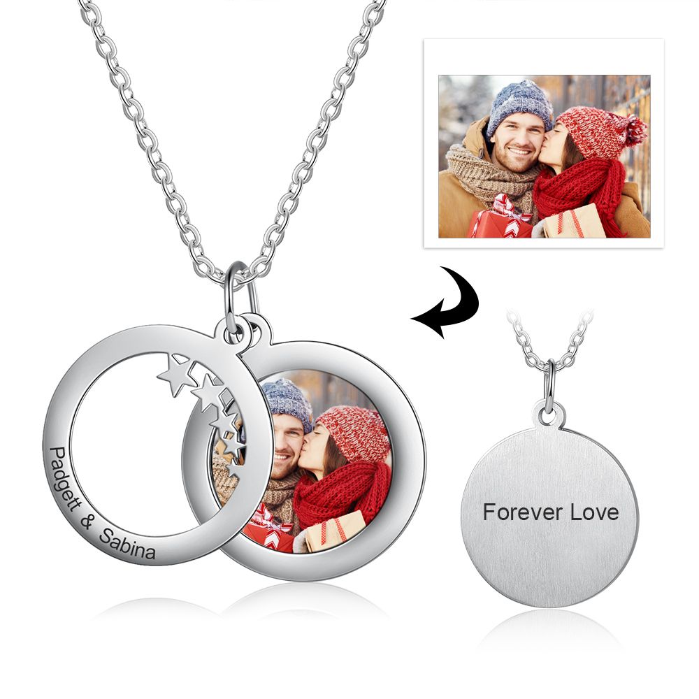 Bespoke Christmas Gift Photo Necklace With Personalised Engraving  | Customised Christmas Gift For Her