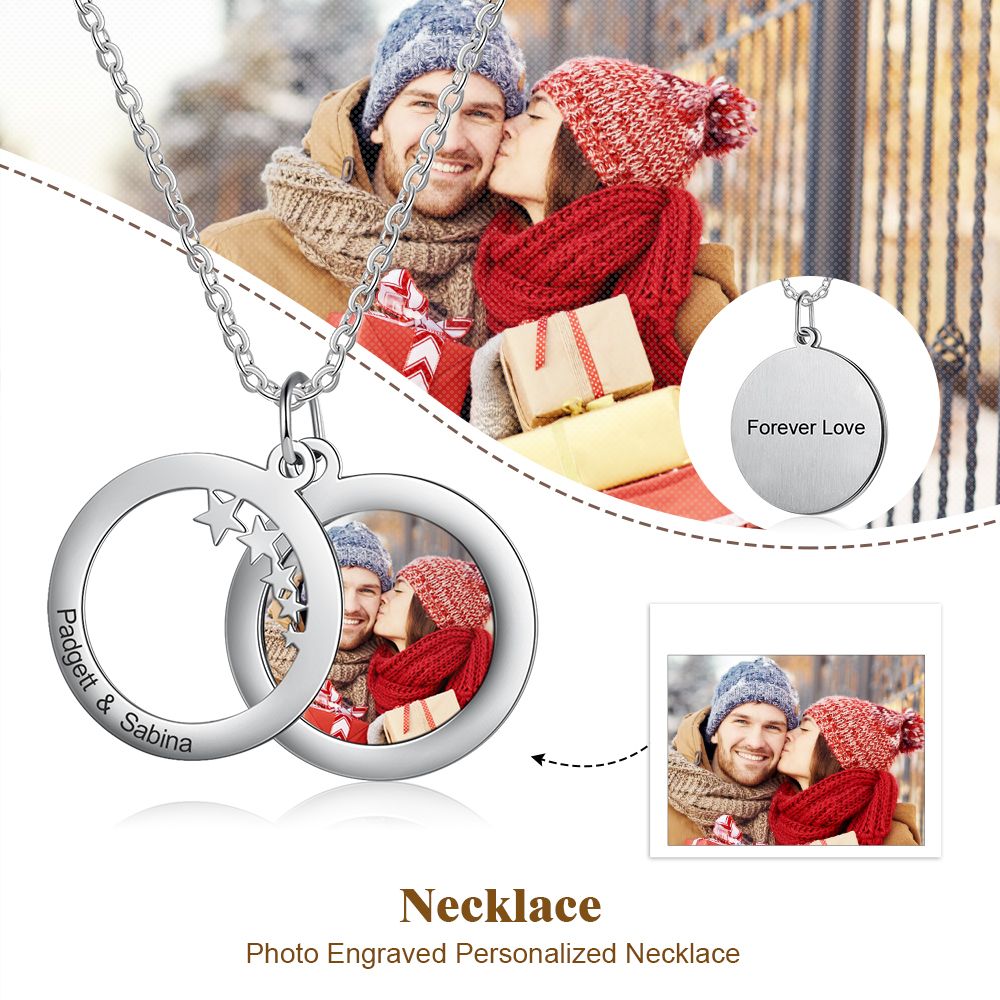 Bespoke Christmas Gift Photo Necklace With Personalised Engraving  | Customised Christmas Gift For Her