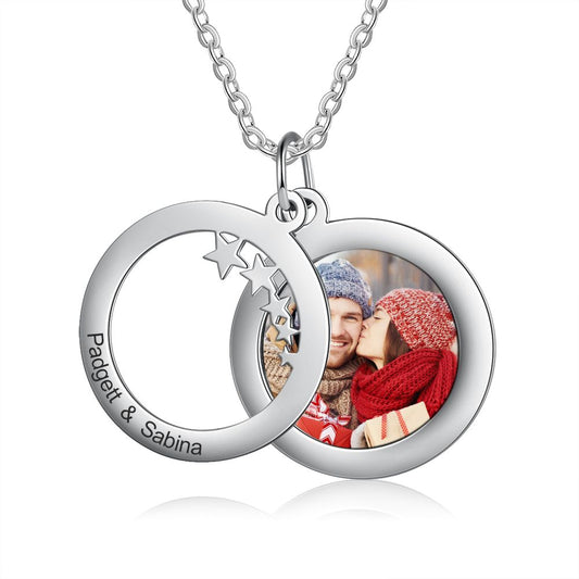 Bespoke Christmas Gift Photo Necklace With Personalised Engraving  | Customised Christmas Gift For Her