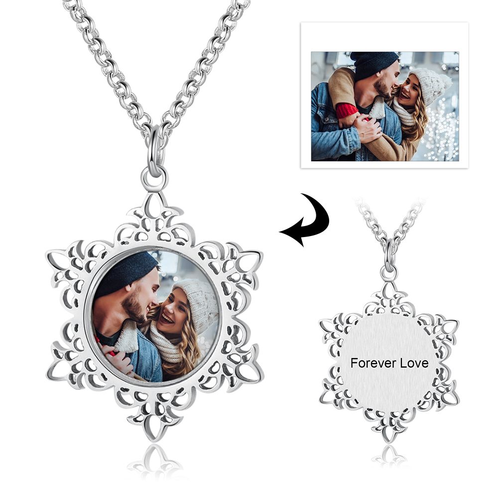 Personalised Chritmas Gift Necklace With Photo And Engraving | Bespoke Christmas Gift Idea