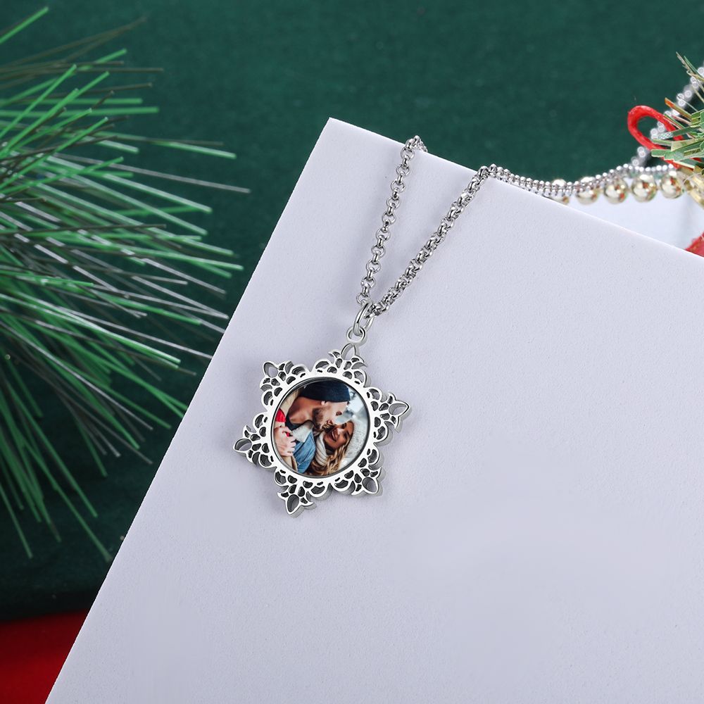 Personalised Chritmas Gift Necklace With Photo And Engraving | Bespoke Christmas Gift Idea