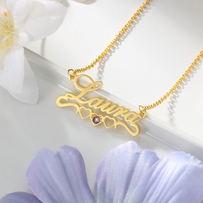Bespoke Name Necklace | Personalised Name Necklace With Birthstone