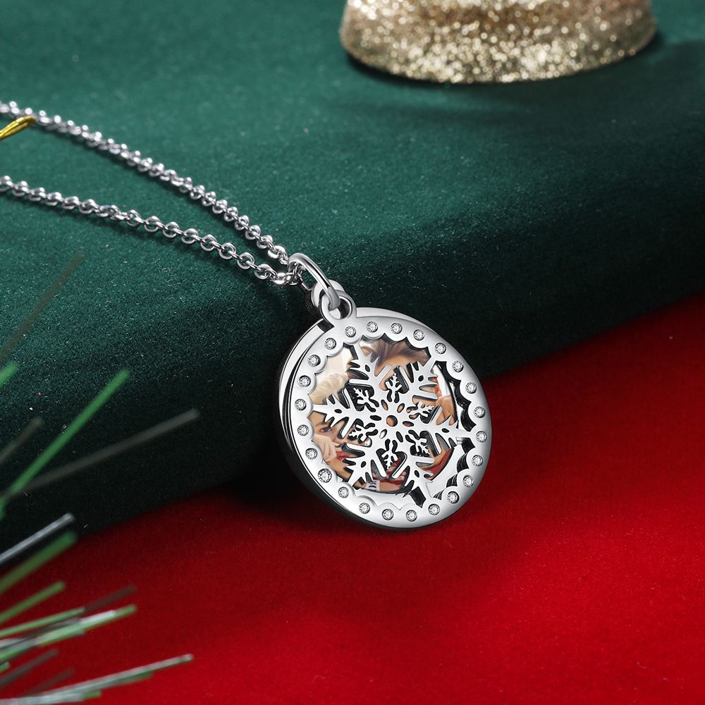 Personalised Christmas Gift Snowflake Photo Necklace | Bespoke Christmas Gift Ideas