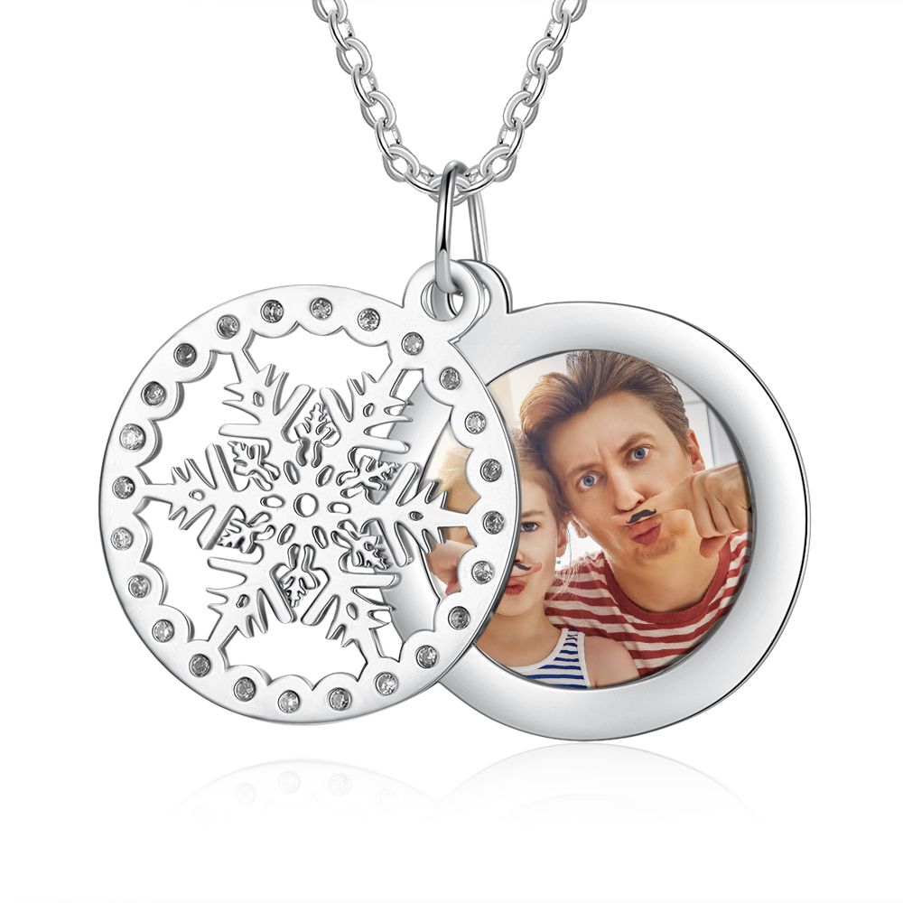Personalised Christmas Gift Snowflake Photo Necklace | Bespoke Christmas Gift Ideas