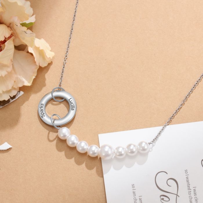 Personalised Name Necklace With Simulated Pearls | Custom Name Necklace | Personalised Engraved Name Necklace  Personalised Gift For Her | Personalised Gift For Mom | Personalised Name Jewellery  A Beautiful Mother's Day Gift | Gift For Mom | Gift Ideas For Her | Gift Ideas For Girlfriend 