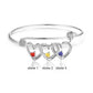 Personalised Birthstone Bracelet For Mum | Customised Up To 3 Engraved Hearts Birthstones Bracelet For Women