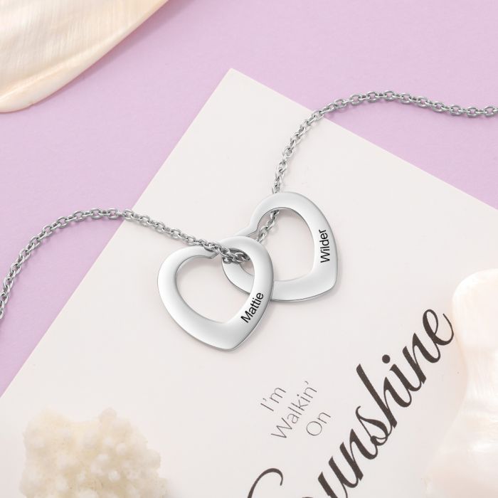 Personalised Name Necklace | Customised Hearts Necklace | Engraved Names Necklace  Personalised Gift For Her | Personalised Gift For Mum | Personalised Name Jewellery  A Beautiful Mother's Day Gift | Gift For Mum | Gift Ideas For Her