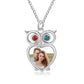 Personalised Owl Photo Necklace With Birthstones | Customised Photo Necklace With Birthstones