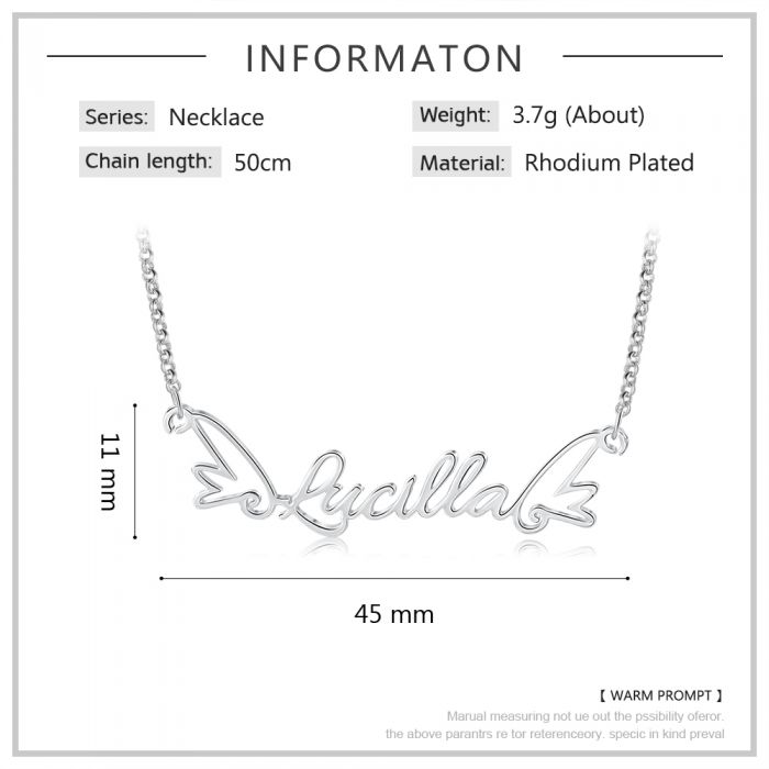 Personalised Name Necklace | Bespoke Name Necklace With Wings