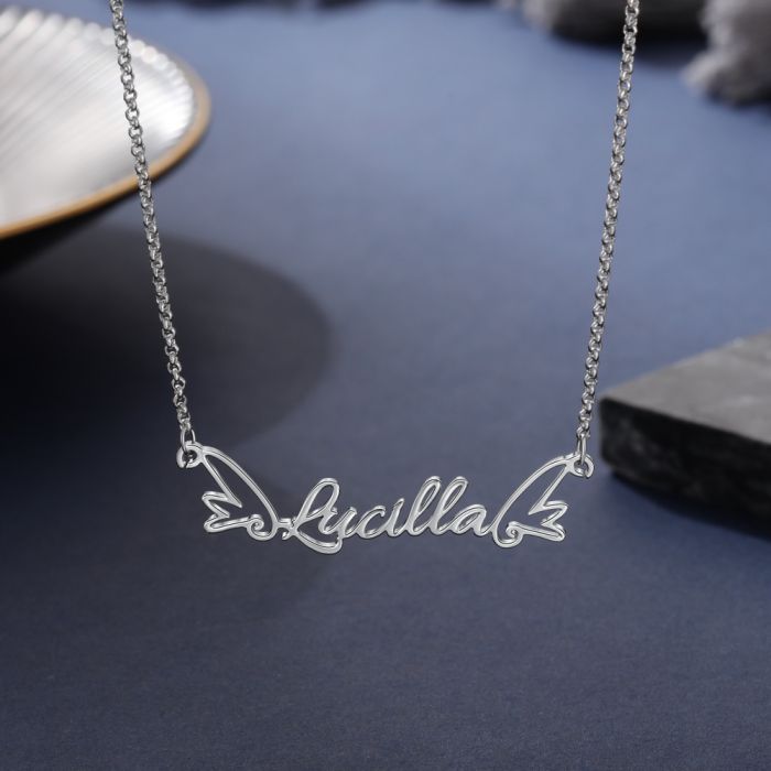 Personalised Name Necklace | Bespoke Name Necklace With Wings