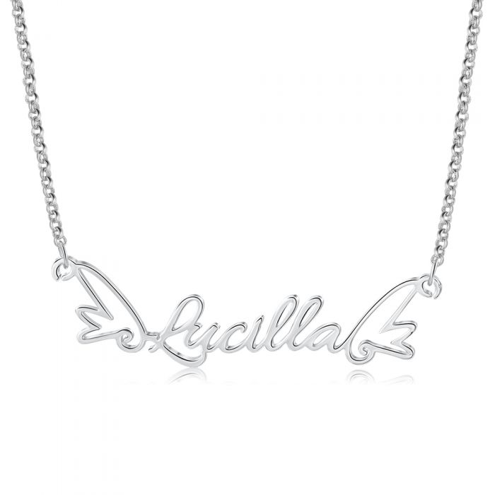 Personalised Name Necklace | Bespoke Name Necklace With Wings