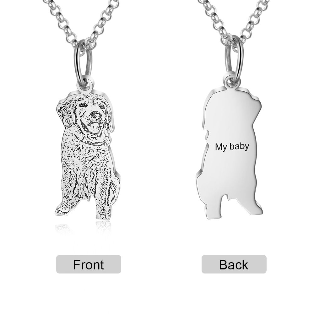 Bespoke Shadow Carving Pet Necklace | Personalised Cut out Dog Photo Necklace