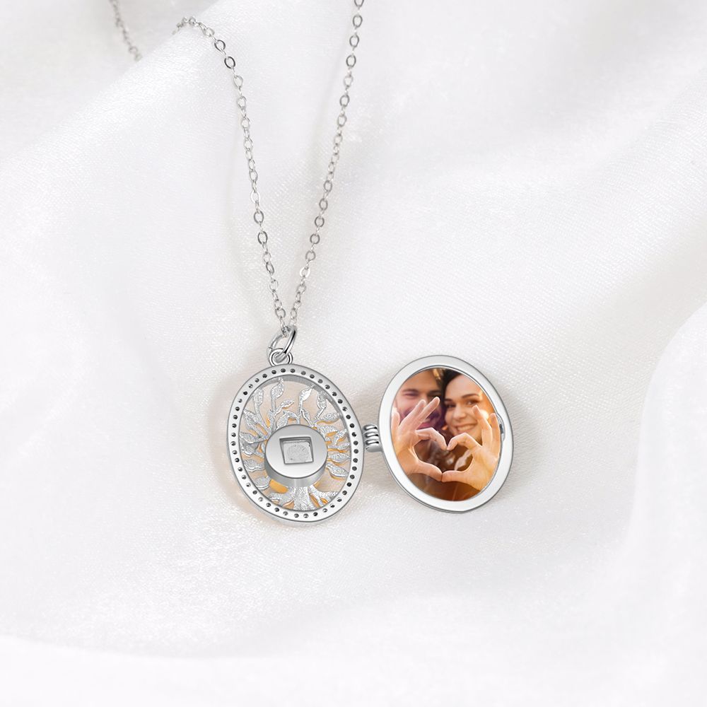 Bespoke Sterling Silver Projection Photo Necklace | Customised "I Love You" Projection Necklace With Photo