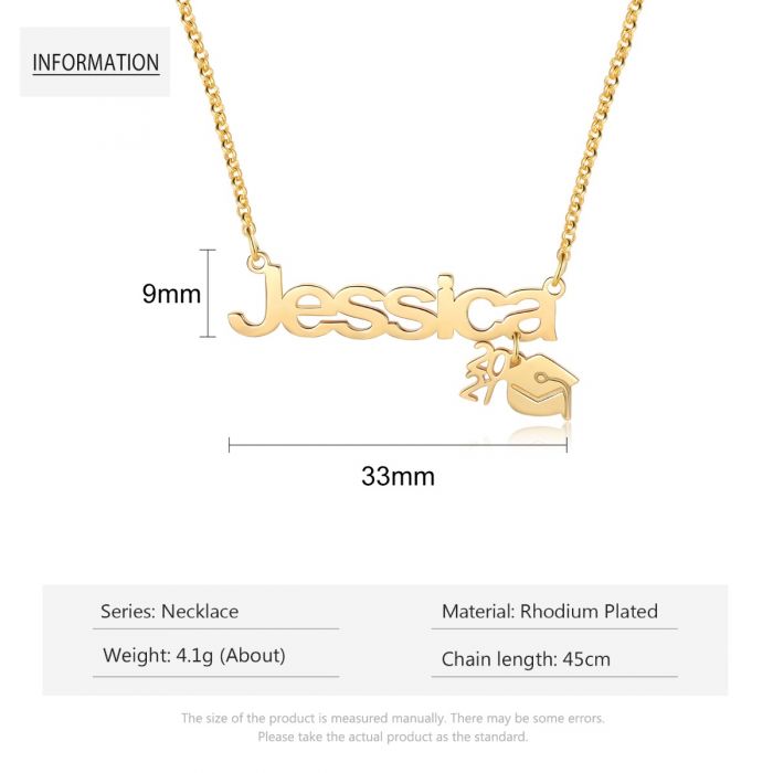 Graduation Personalised Name Necklace With Year | Bespoke Graduation Gift Idea